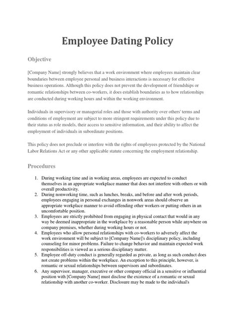 sample dating policy in the workplace